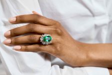 Colombian emerald and diamond cluster ring hatton garden