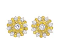 Kutchinsky Fancy Colour Diamond Cluster Earrings, English, 1972. Hatton Garden