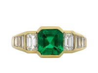 Colombian Emerald and Diamond Ring, Circa 1970 hatton garden