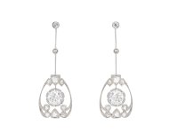 Belle Époque diamond drop earrings, French, circa 1915. Hatton Garden