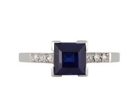 Art Deco sapphire diamond flanked solitaire ring hatton garden