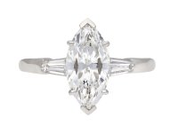 Marquise diamond flanked solitaire ring, circa 1950. Hatton Garden