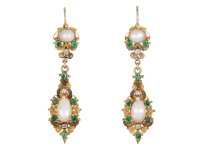 Georgian pearl, emerald and diamond drop earrings hatton garden