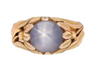 Star sapphire solitaire ring, Polish, circa 1940. Hatton Garden