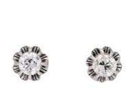 Belle Epoque old mine diamond stud earrings, French, circa 1910.