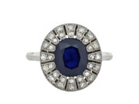 Sapphire and diamond cluster ring circa 1920 hatton garden