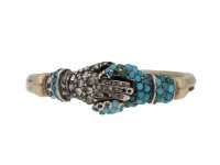 Georgian turquoise and diamond fede ring