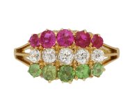 Antique ruby, diamond and demantoid garnet ring, circa 1900. Hatton Garden