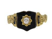  Antique old mine diamond and black enamel memorial ring, circa 1862 berganza hatton garden