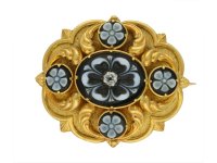 Antique onyx and diamond Brooch berganza hatton garden