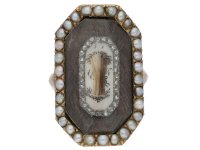 Antique Rose Diamond Pearl Mourning Ring berganza hatton garden