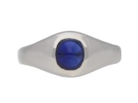  S. Kind & Sons sugarloaf cabochon sapphire ring, circa 1935. berganza hatton garden