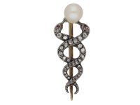 Victorian pearl diamond caduceus brooch berganza hatton garden