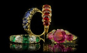 Victorian Carved Half Hoop Rings