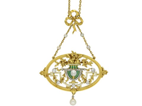 Art Nouveau diamond pendant/brooch Gautrait berganza hatton garden