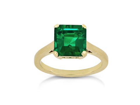 Colombian emerald solitaire ring, circa 1980.