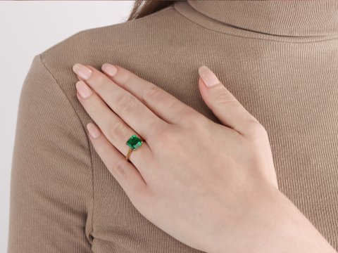 Colombian emerald solitaire ring, circa 1980.