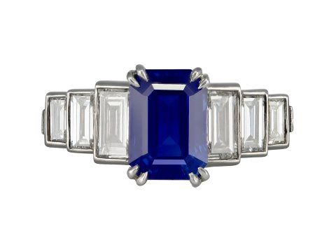 Kashmir sapphire and diamond ring, circa 1935.