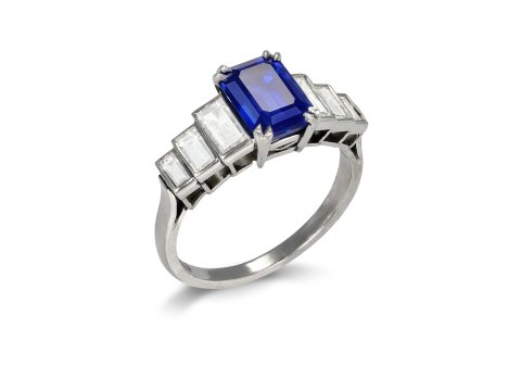 Kashmir sapphire and diamond ring, circa 1935.