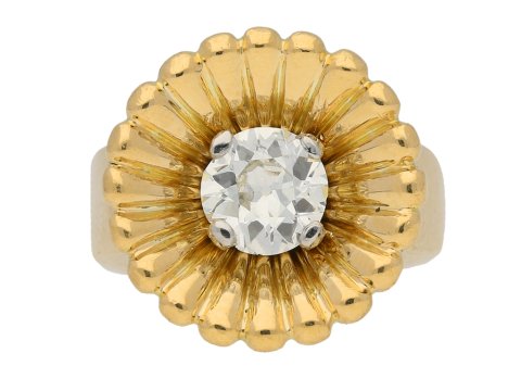 front view antique yellow gold diamond ring berganza hatton garden