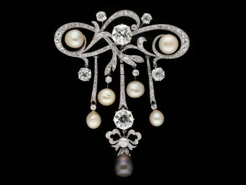 diamond natural pearl brooch hatton garden berganza