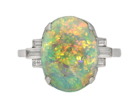 Art Deco opal and diamond ring berganza hatton garden