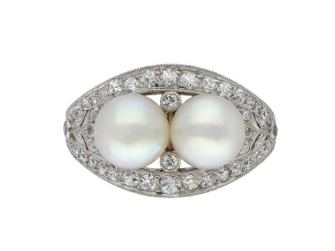 antique natural pearl diamond two stone ring hatton garden