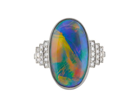 Art Deco black opal and diamond ring, circa 1920 hatton garden