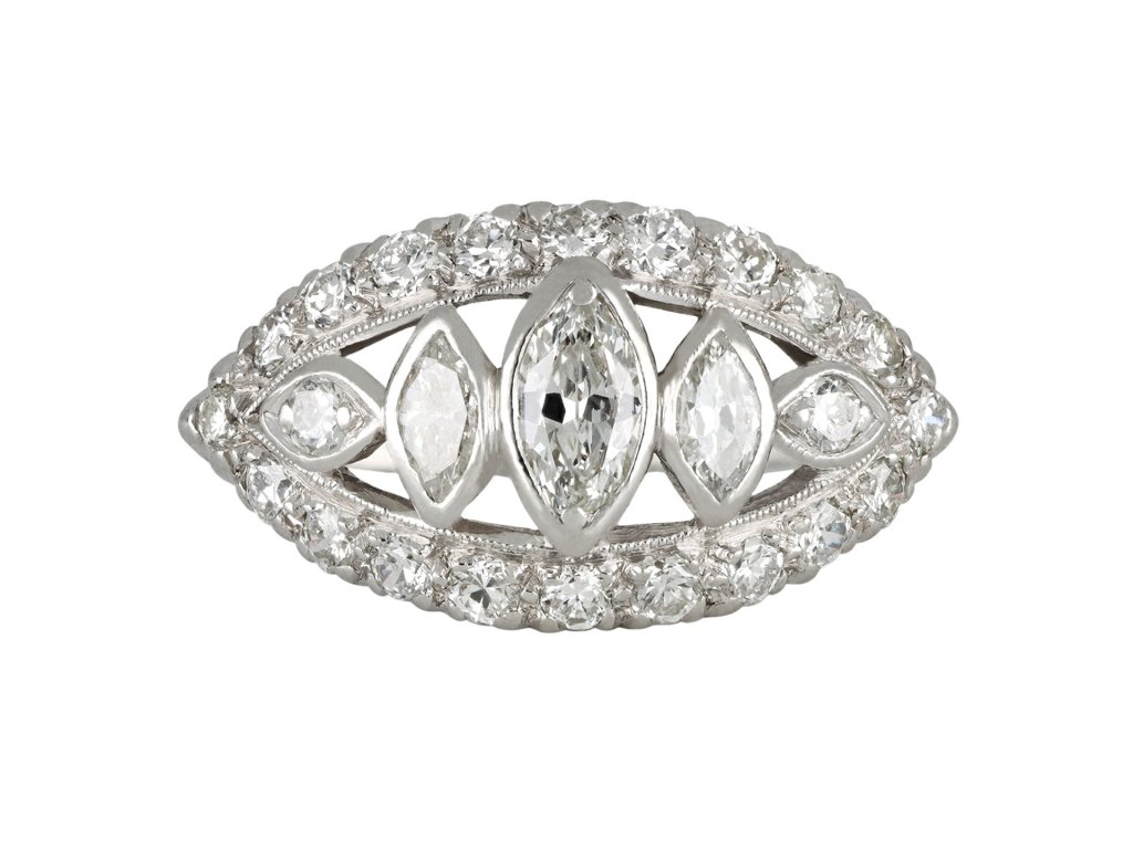 Vintage diamond cluster ring, American, circa 1950.