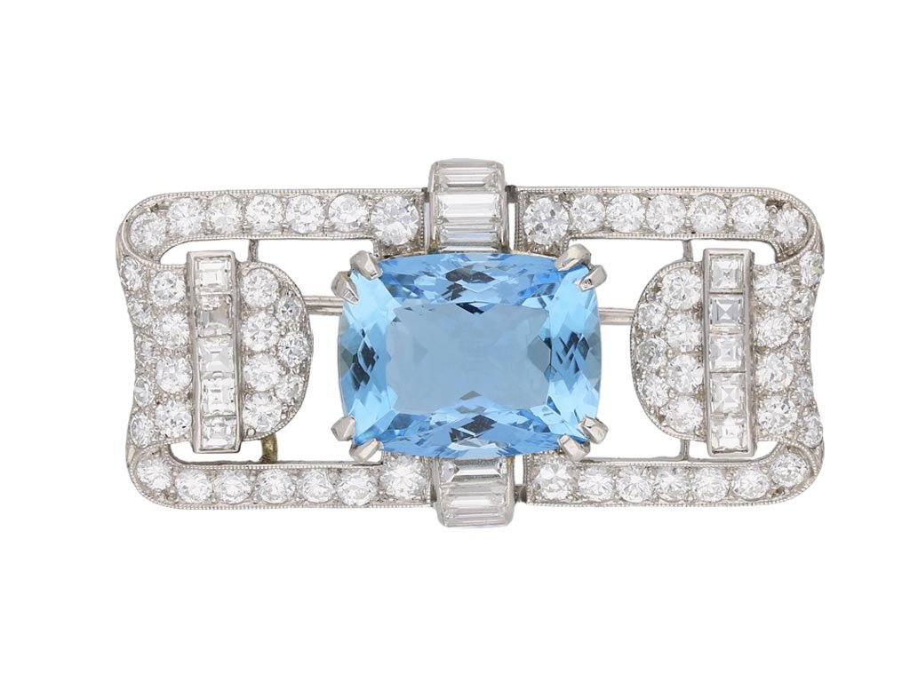Aquamarine and diamond brooch berganza hatton garden