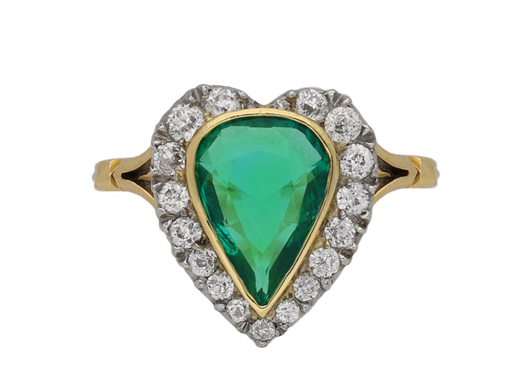 Antique emerald and diamond cluster ring berganza hatton garden