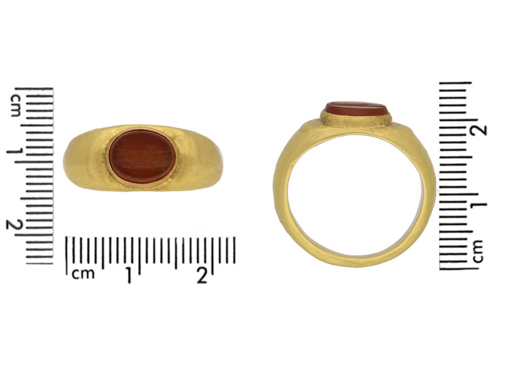 Ancient Roman cornelian ring with engr Ref 27615