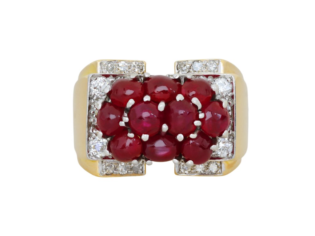 Trabert & Hoeffer with Mauboussin Burmese ruby and diamond ring, circa 1940.
