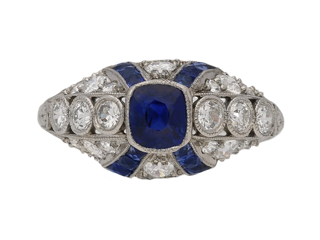 art deco diamond sapphire ring hatton garden berganza