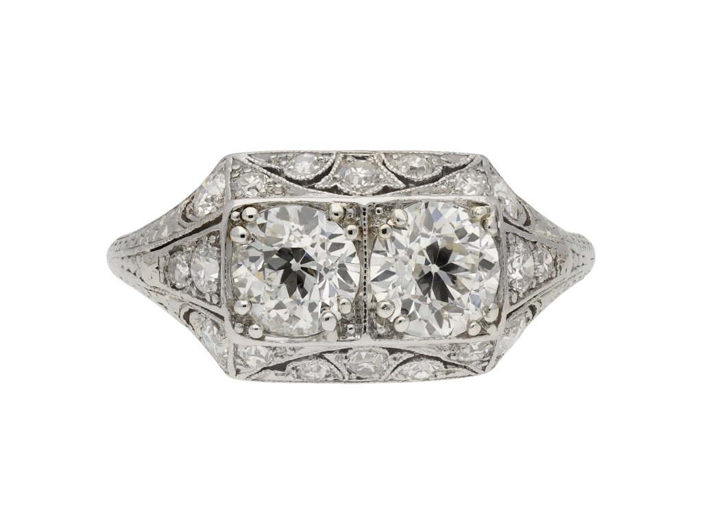 Art Deco diamond two stone cluster ring berganza hatton garden