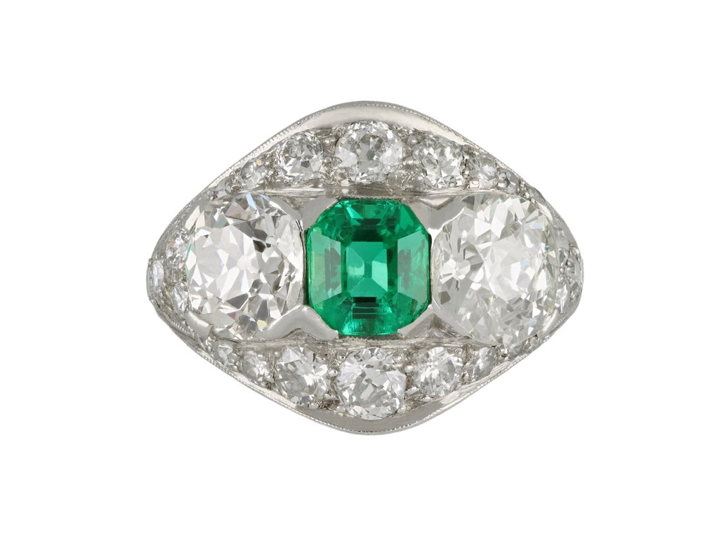 Art Deco Colombian emerald and diamond ring, circa 1920.
