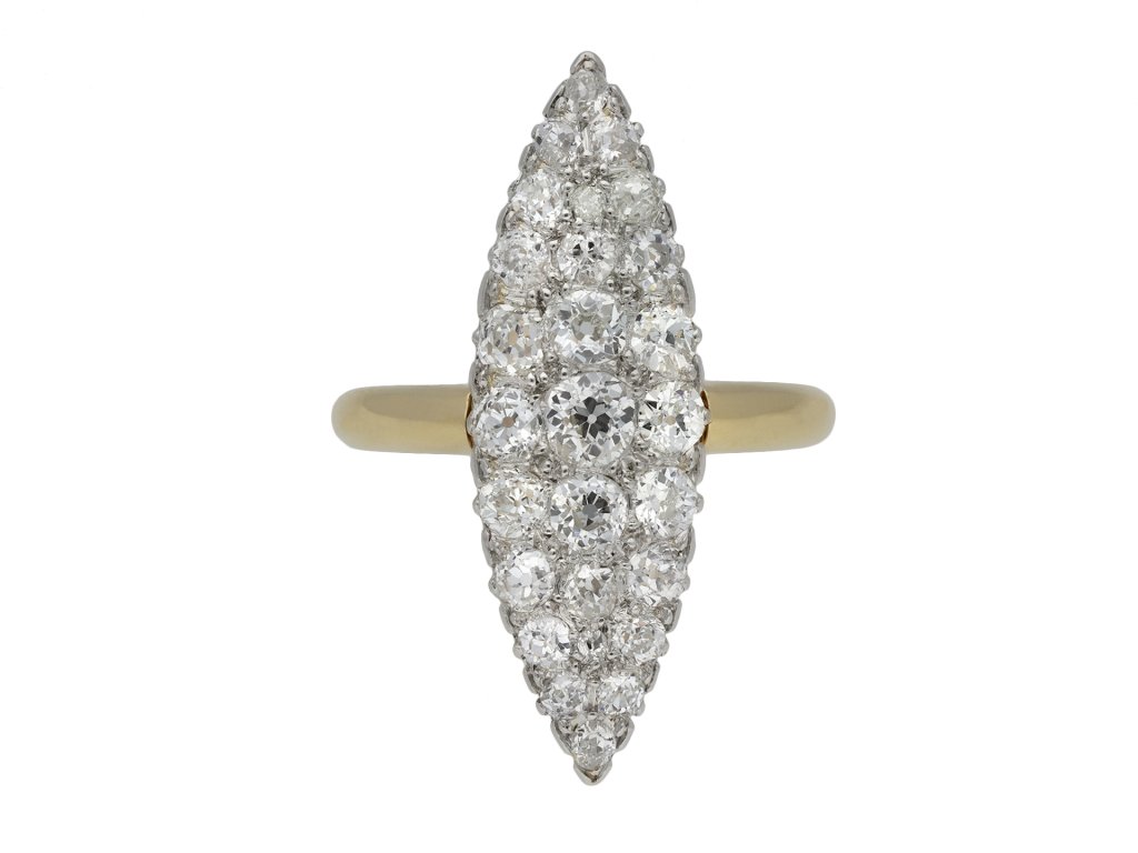 marquise shaped diamond cluster ring berganza hatton garden