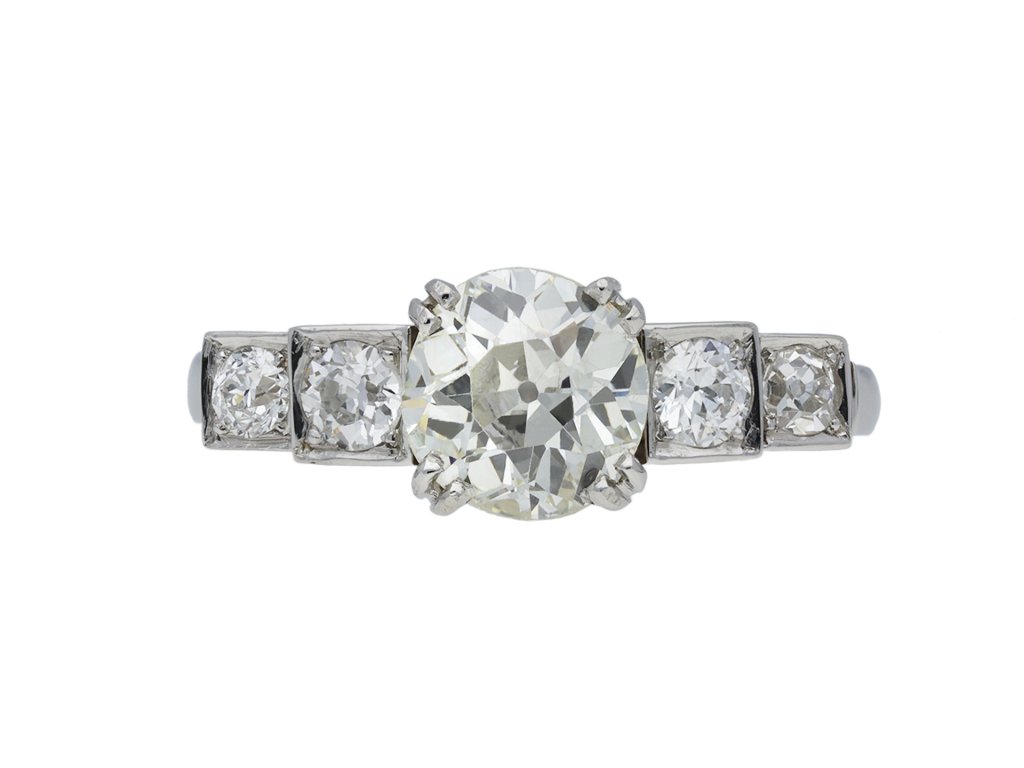 Art Deco diamond flank solitaire ring berganza hatton garden