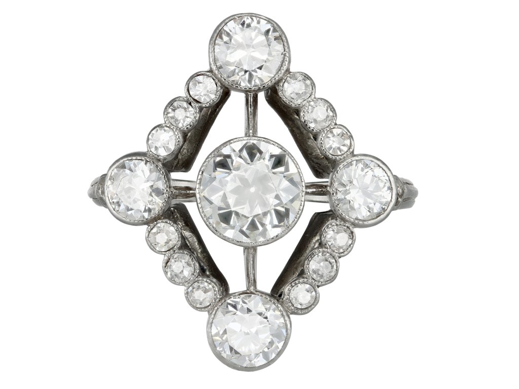 Diamond cluster ring, French, circa 1920.