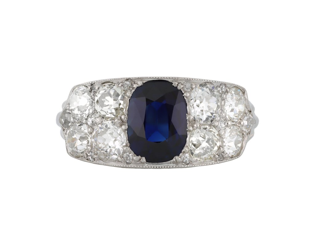 Sapphire and diamond ring, circa 1920.