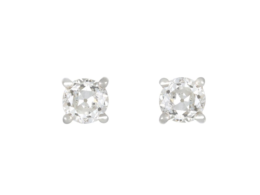 Old cut diamond stud earrings, circa 1940.