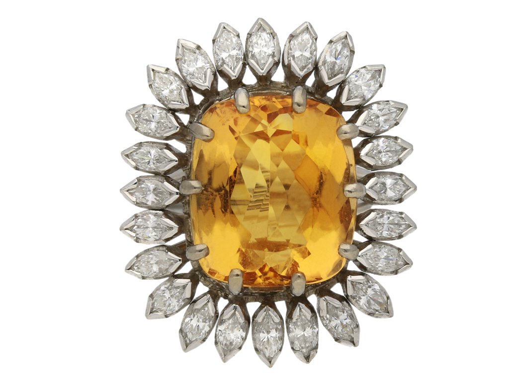 Vintage topaz marquise diamond cluster ring berganza hatton garden