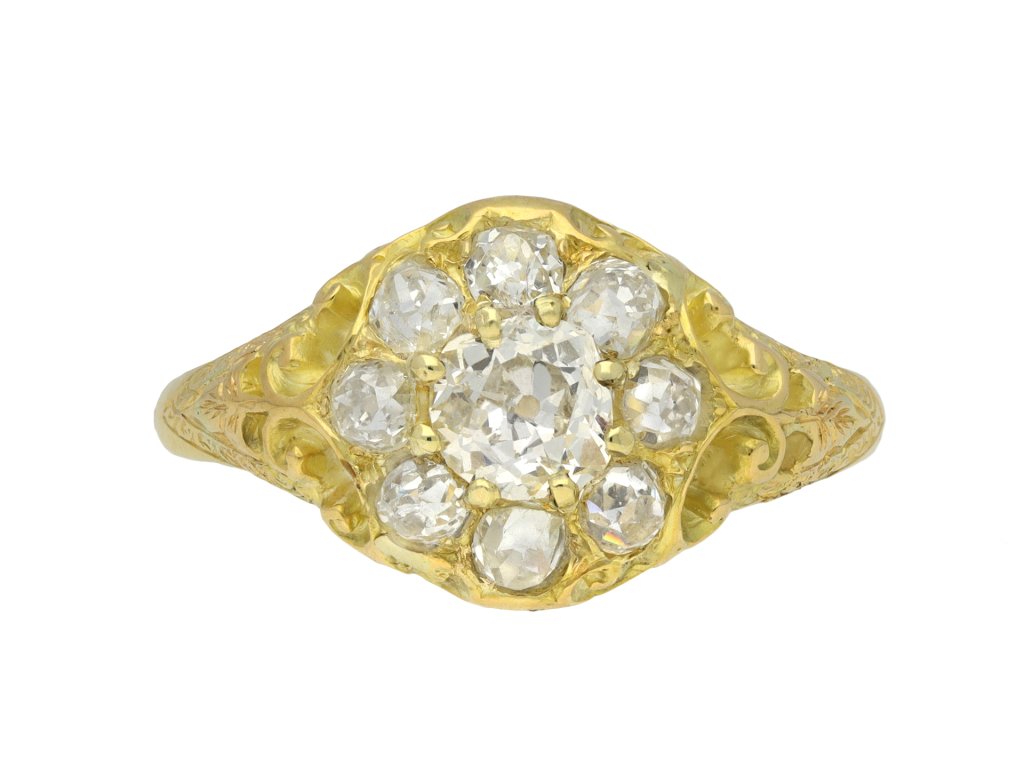 Victorian diamond coronet cluster ring berganza hatton garden