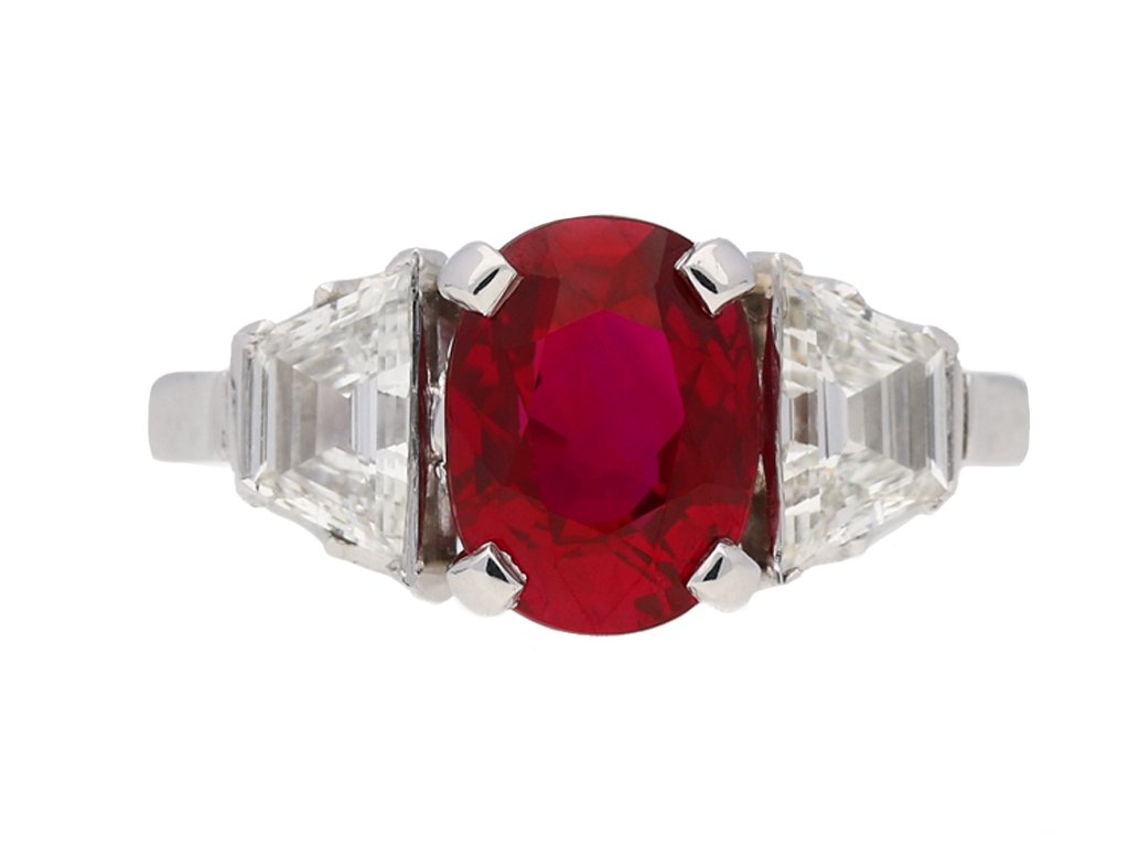 Pigeon Blood Burmese Ruby And Diamond Ring C Ref