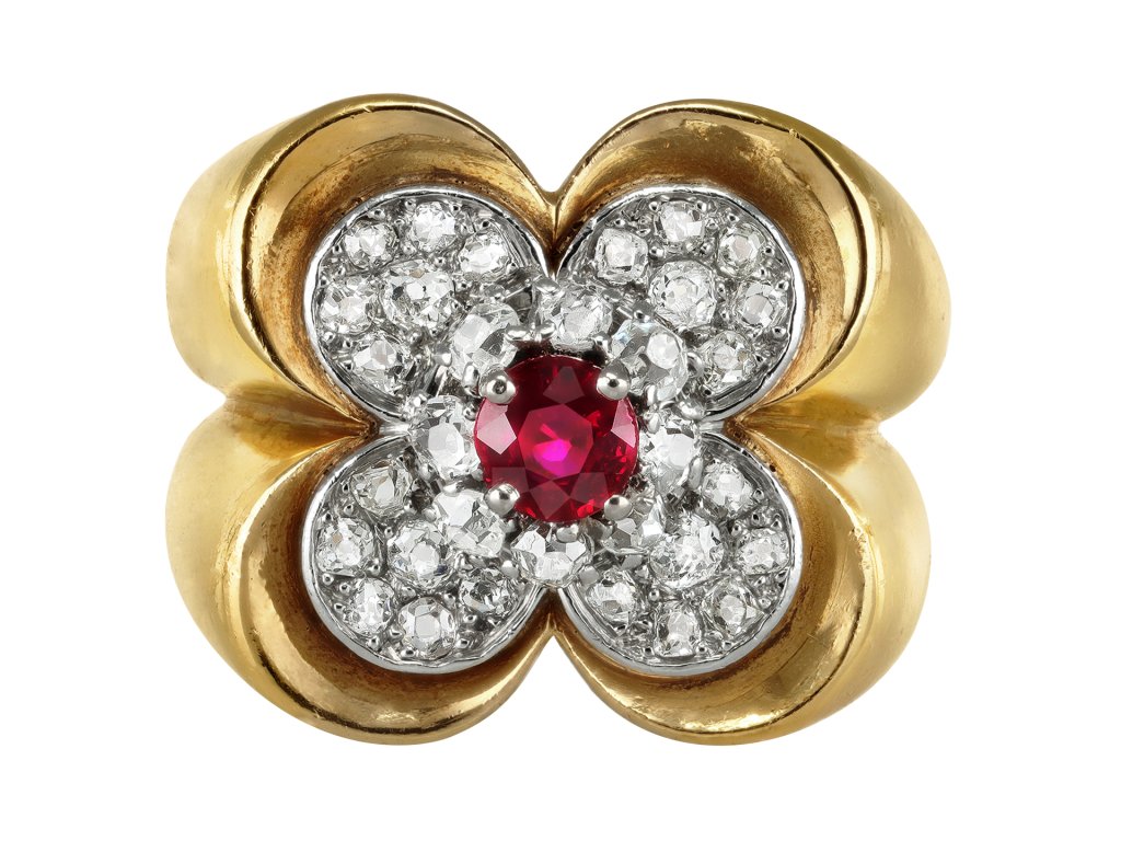 Van Cleef & Arpels ruby and diamond ring, French, circa 1945. 