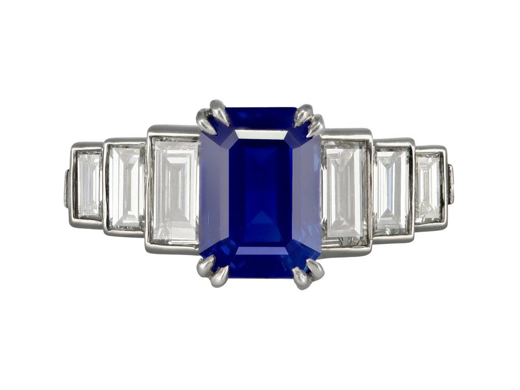 Kashmir sapphire and diamond ring, circa 1935.