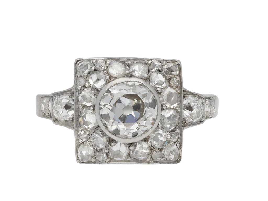 Art Deco diamond cluster ring, French, circa 1925. Hatton Garden