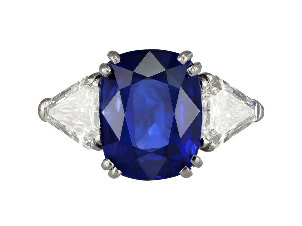 Royal Blue Burmese sapphire and diamond ring, circa 1960.