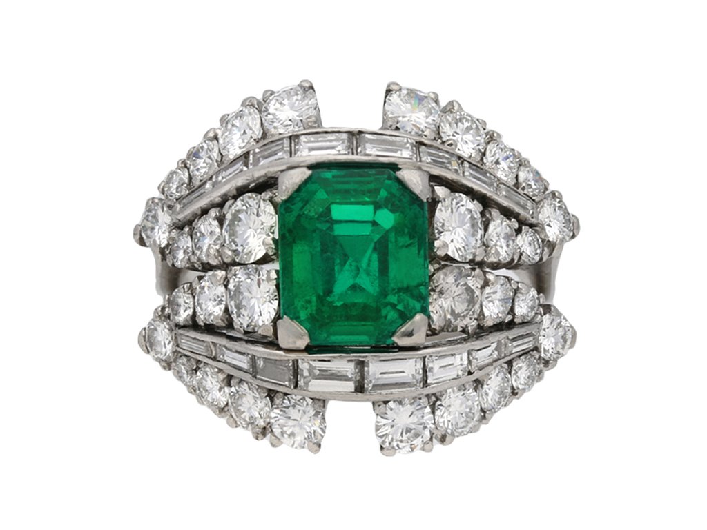Colombian emerald and diamond cluster ring berganza hatton garden