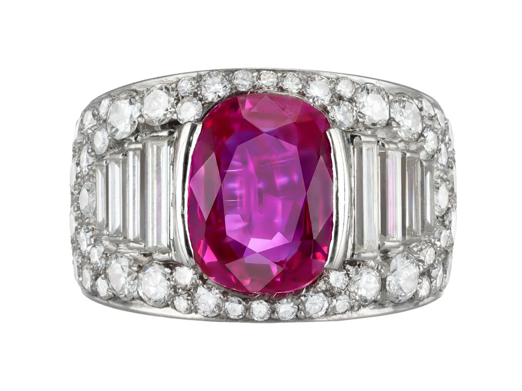 Bulgari Burmese ruby and diamond 'Trombino' ring, Italian, circa 1940 50.